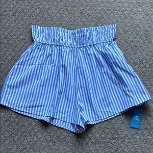Cupshe High Waist Blue and White Striped Shorts